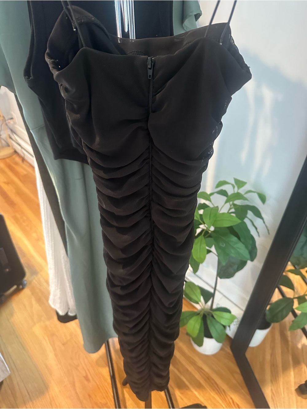 B Darlin Black Ruched Midi Slip Dress - Picture 4 of 4